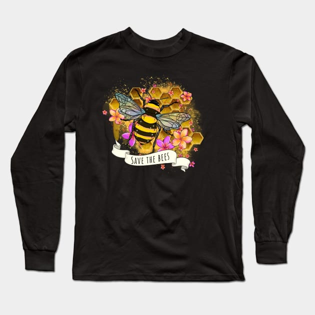 Save the bees love planet earth Long Sleeve T-Shirt by Collagedream